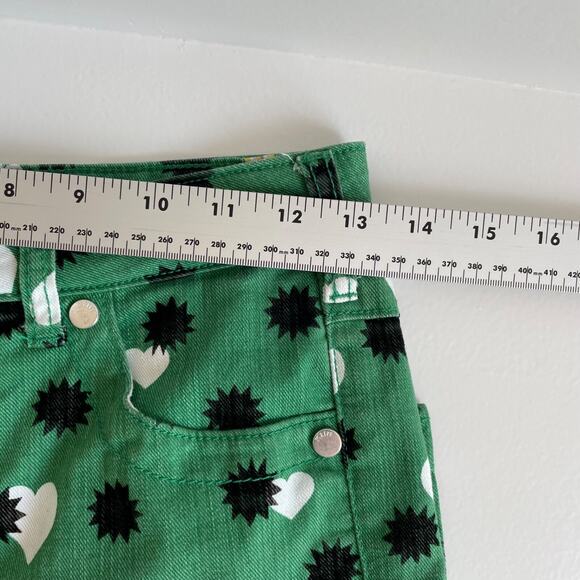 Maeve Anthropologie Jeans Green The Cigarette Heart Denim Pants Size 26 Festival - Picture 8 of 9